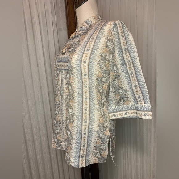 Vintage Alice Stuart Tunic Blouse Wood Toggle Buttons Desert Rose Jonathan Logan - Picture 5 of 9